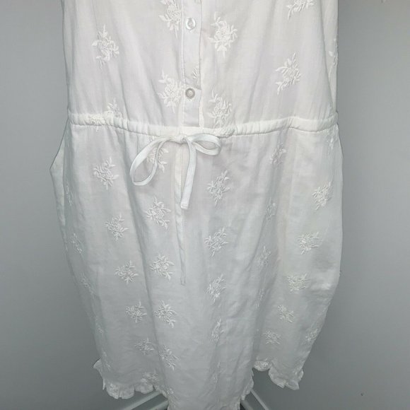 Ellison Womens White Embroidered Sleeveless Dress Size L Button Front Ruffles - Picture 3 of 7